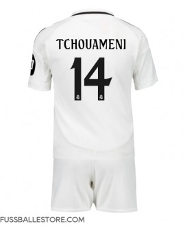 Günstige Real Madrid Aurelien Tchouameni #14 Heimtrikotsatz Kinder 2024-25 Kurzarm (+ Kurze Hosen)